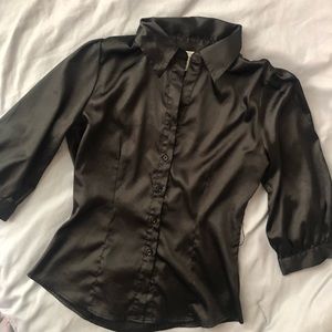 Silk black button up blouse